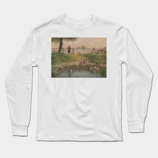 Peasant Children at Goose Pond by Jean-Francois Millet Long Sleeve T-Shirt